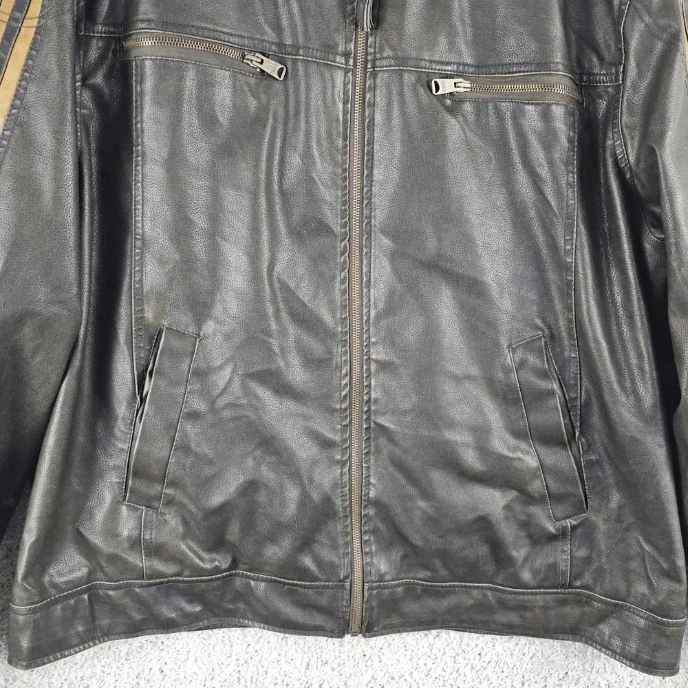 Vintage Arizona Jeans Co Faux Leather Racer Cafe Jacket Size 2XL Moto Quilted
